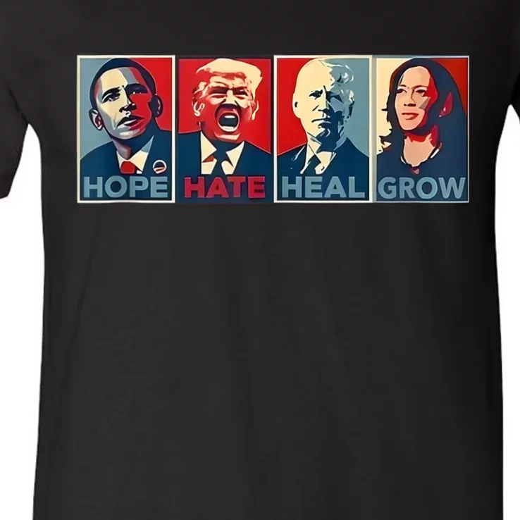 Hope Hate Heal Grow V-Neck T-Shirt