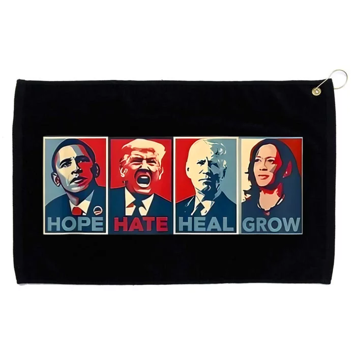 Hope Hate Heal Grow Grommeted Golf Towel