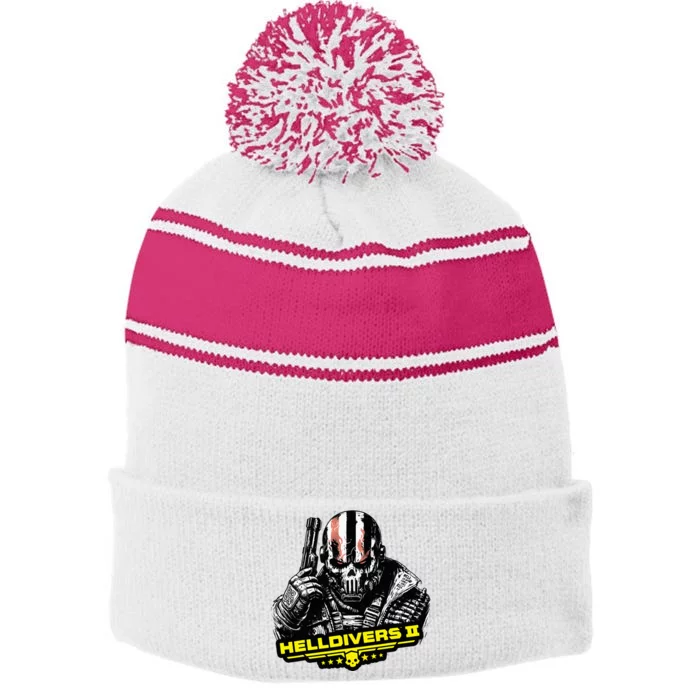 Helldiver Hero Stripe Pom Pom Beanie