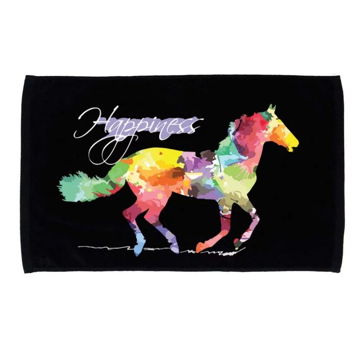 Horse Happiness Horse Lover Equestrian Design Microfiber Hand Towel