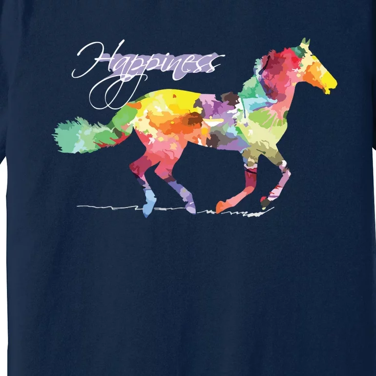 Horse Happiness Horse Lover Equestrian Design Premium T-Shirt