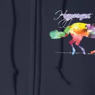 Horse Happiness Horse Lover Equestrian Design Full Zip Hoodie