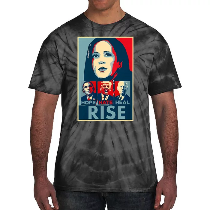 Hope Hate Heal Grow Rise President Kamala Harris Campaign Tie-Dye T-Shirt