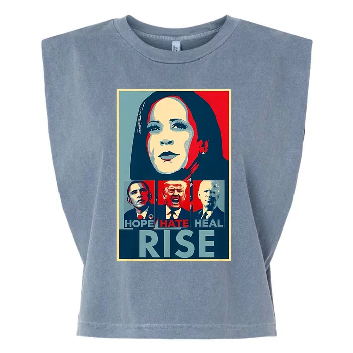 Hope Hate Heal Grow Rise President Kamala Harris Campaign Garment-Dyed Women's Muscle Tee