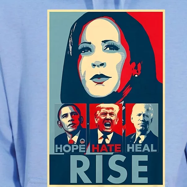 Hope Hate Heal Grow Rise President Kamala Harris Campaign Unisex Surf Hoodie