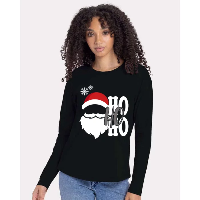 Ho Ho Ho Santa Claus Cozy Christmas Womens Cotton Relaxed Long Sleeve T-Shirt