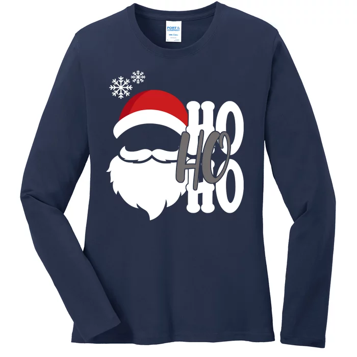 Ho Ho Ho Santa Claus Cozy Christmas Ladies Long Sleeve Shirt