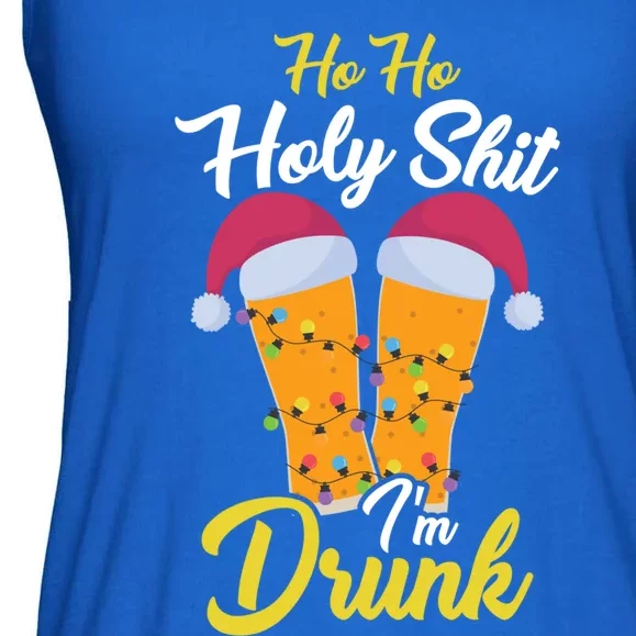 Ho Ho Holy Shit IM Drunk Beer And Christmas Gift Ladies Essential Flowy Tank