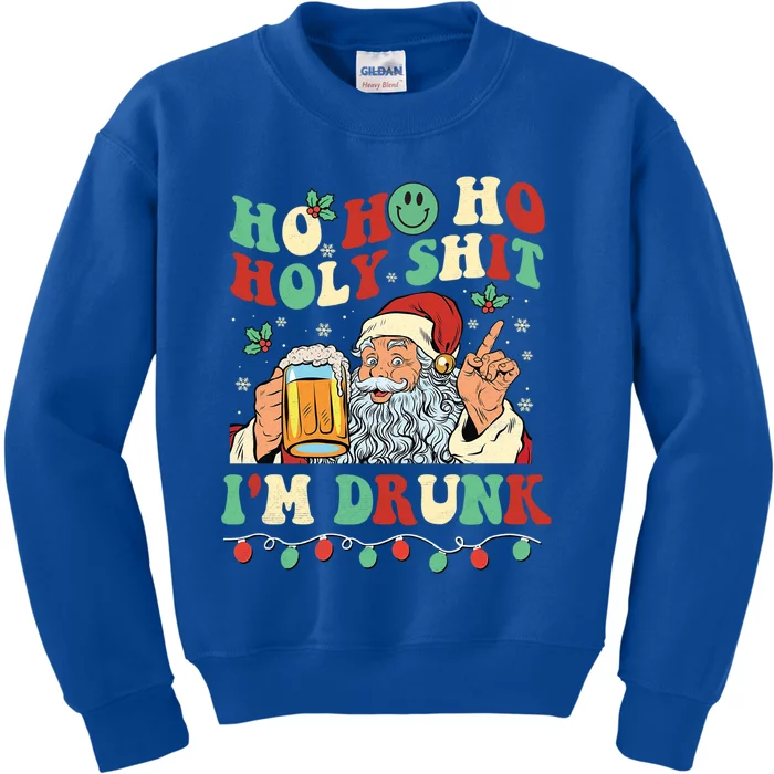 Ho Ho Holy Shit IM Drunk Beer Santa Hat Christmas Ing Great Gift Kids Sweatshirt