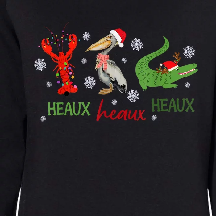 Heaux Heaux Heaux Cajun Christmas Crawfish Pelican Alligator Womens California Wash Sweatshirt