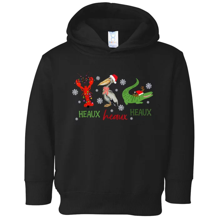 Heaux Heaux Heaux Cajun Christmas Crawfish Pelican Alligator Toddler Hoodie