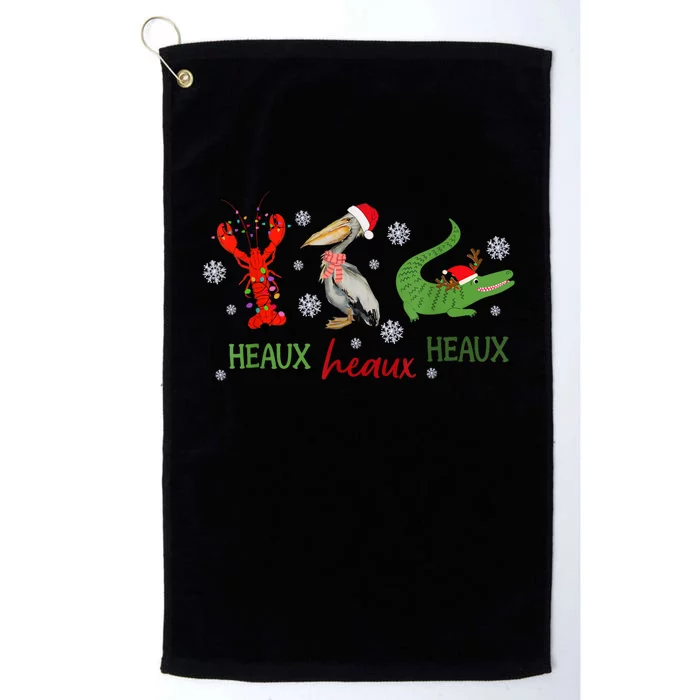 Heaux Heaux Heaux Cajun Christmas Crawfish Pelican Alligator Platinum Collection Golf Towel