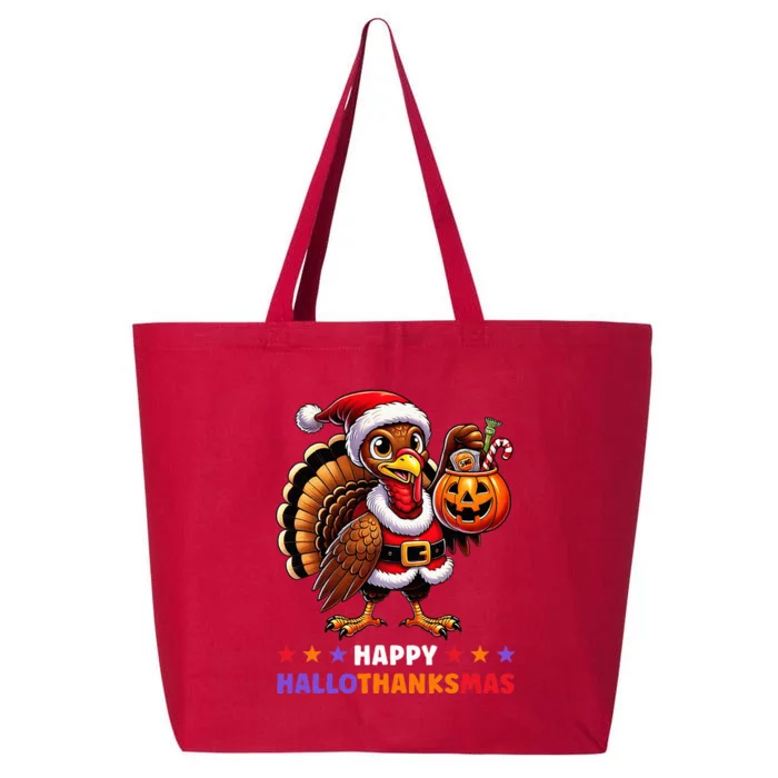 Happy Hallothanksmas Halloween Thanksgiving Xmas 25L Jumbo Tote