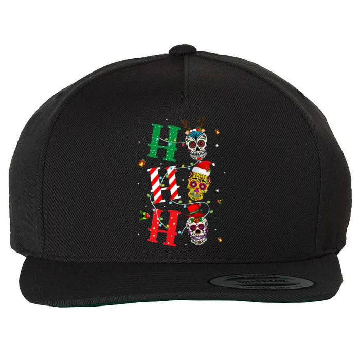 HO HO HO Mexican Skull Santa Hat Christmas Funny Xmas Wool Snapback Cap