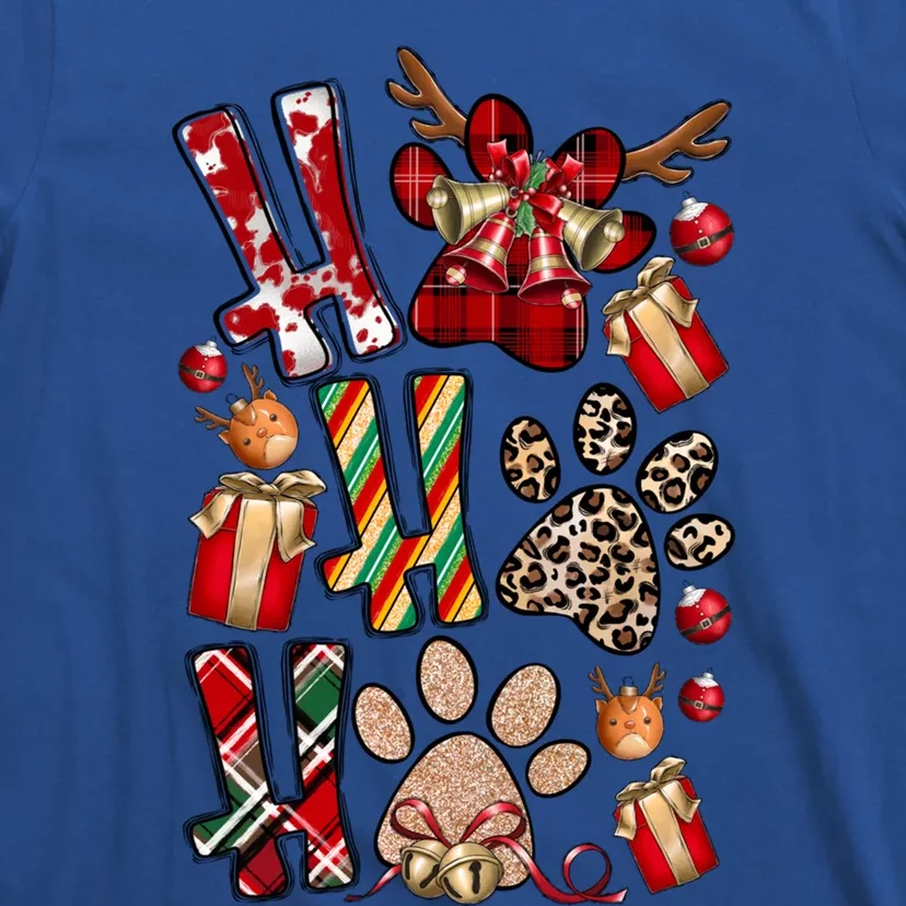 Ho Ho Ho Dog Print Festive Holiday Christmas Cute Gift T-Shirt