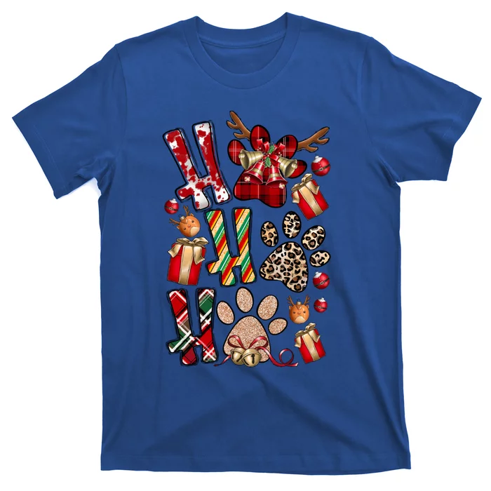 Ho Ho Ho Dog Print Festive Holiday Christmas Cute Gift T-Shirt