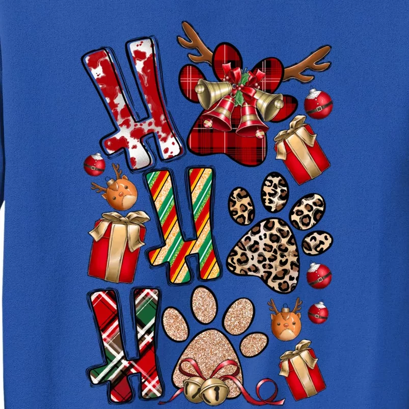 Ho Ho Ho Dog Print Festive Holiday Christmas Cute Gift Tall Sweatshirt