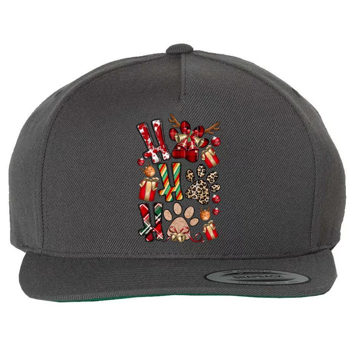 Ho Ho Ho Dog Print Festive Holiday Christmas Cute Gift Wool Snapback Cap