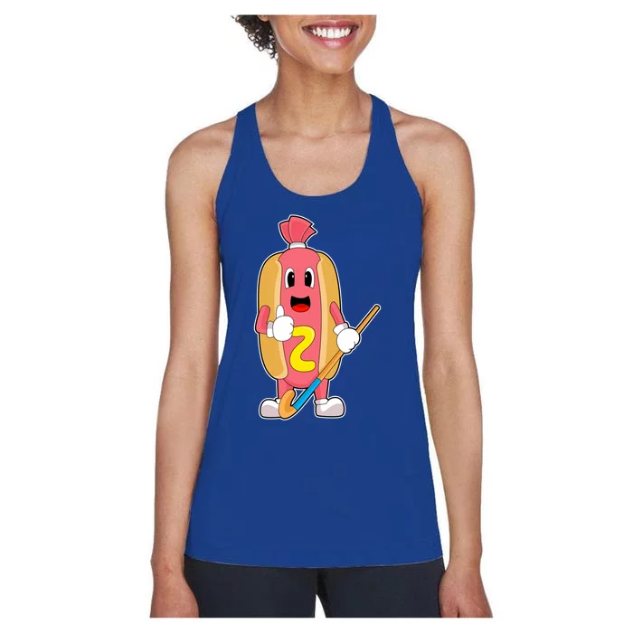 Hotdog Hockey Hockey Stick Sports Meaningful Gift Women's Racerback Tank