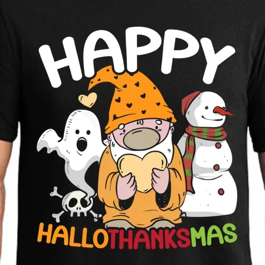 Happy Hallothanksmas Halloween Thanksgiving Christmas Pajama Set