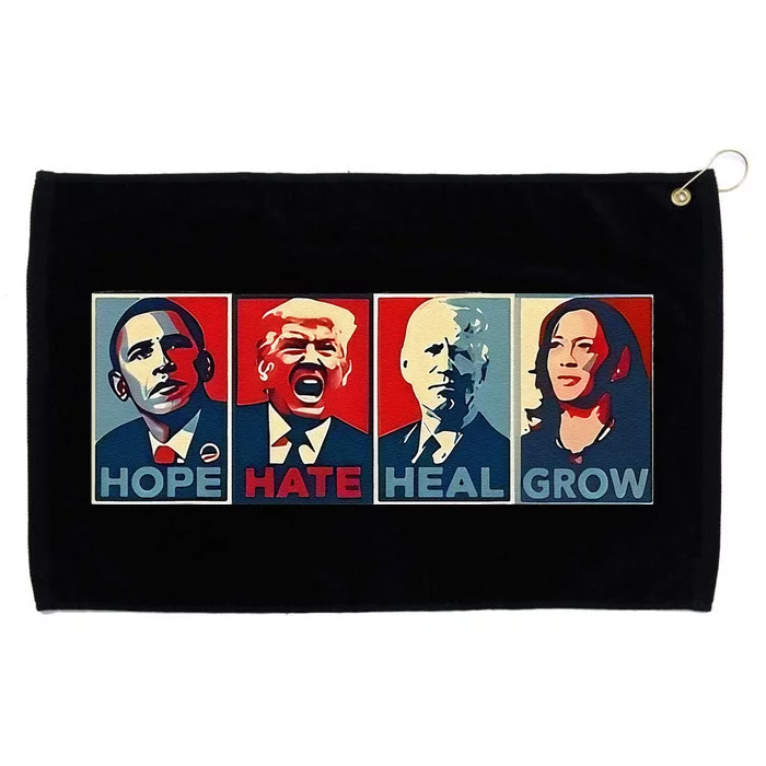 Hope Hate Heal Grow Grommeted Golf Towel