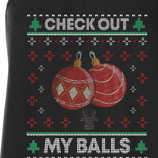 Hilarious Holiday Humor Christmas Check Out My Balls Women's Racerback Tank