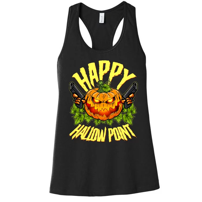 Halloween Happy Hallow Point Pumpkin Gunner Women's Racerback Tank