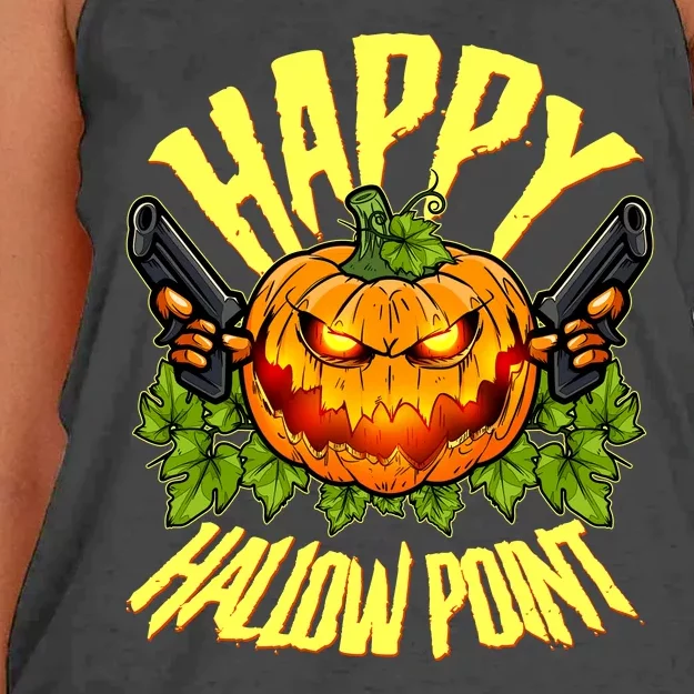 Halloween Happy Hallow Point Pumpkin Gunner Women's Knotted Racerback Tank