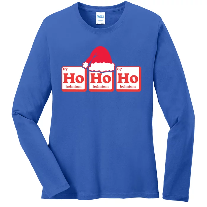 Ho Ho Ho Periodic Table Elets Symbols Santa Claus Quote Gift Ladies Long Sleeve Shirt