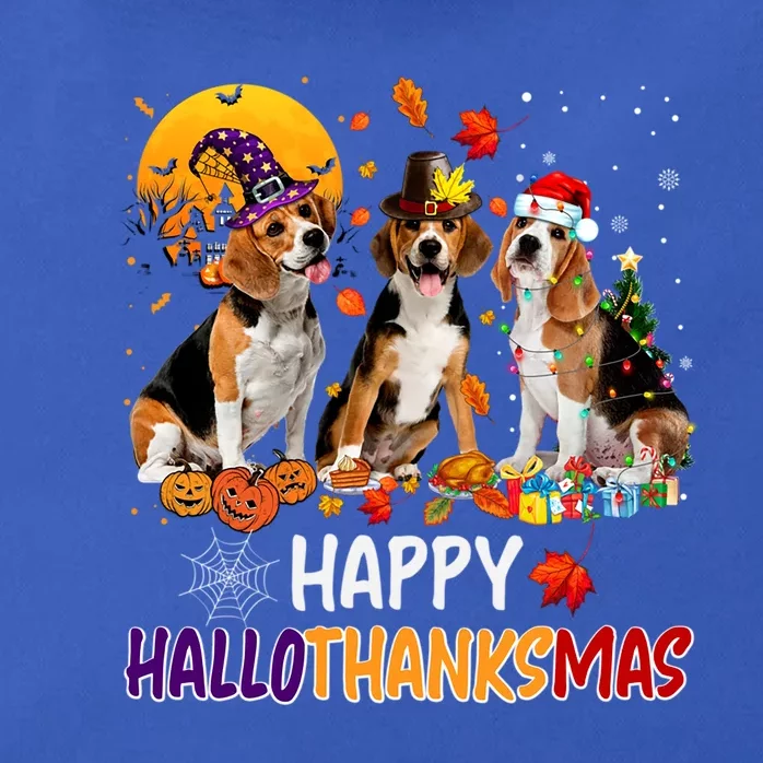 Happy Hallothanksmas Halloween Thanksgiving Christmas Beagle Gift Zip Tote Bag