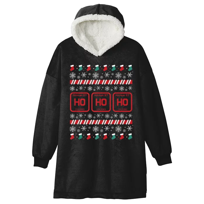 Ho Ho Ho Science Laboratory Ugly Christmas Sweater Lab Hooded Wearable Blanket