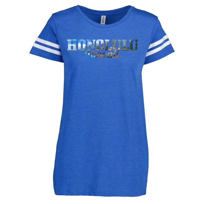 Honolulu Hawaii Hawaiian Islands Surf Surfing Surfer Gift Enza Ladies Jersey Football T-Shirt