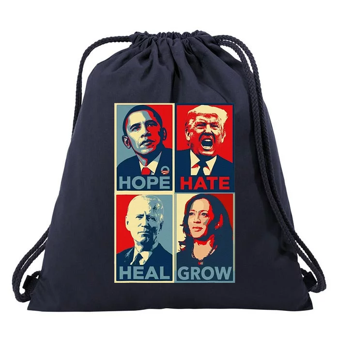 Hope Hate Heal Grow 2024 Drawstring Bag