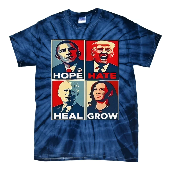 Hope Hate Heal Grow 2024 Vintage Tie-Dye T-Shirt