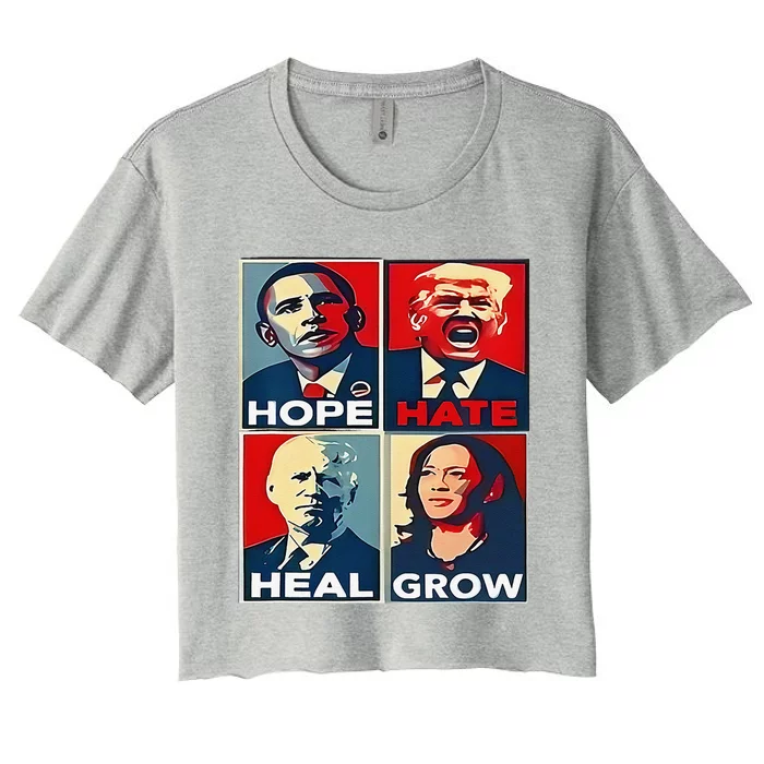 Hope Hate Heal Grow 2024 Vintage Women's Crop Top Tee