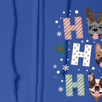 Ho Ho Ho French Bulldogs Christmas Frenchie Cute Dog Holiday Gift Full Zip Hoodie