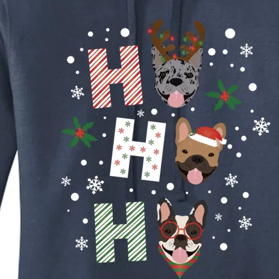 Ho Ho Ho French Bulldogs Christmas Frenchie Cute Dog Holiday Gift Women's Pullover Hoodie