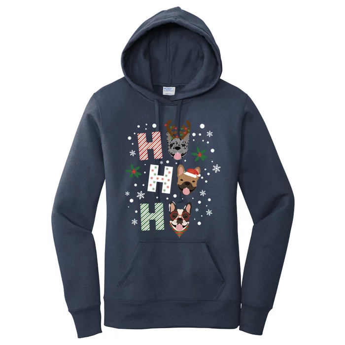 Ho Ho Ho French Bulldogs Christmas Frenchie Cute Dog Holiday Gift Women's Pullover Hoodie