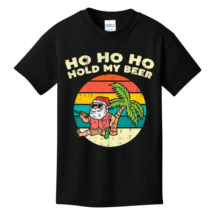 Ho Ho Hold My Beer Santa Beach Christmas In July Drinking Kids T-Shirt