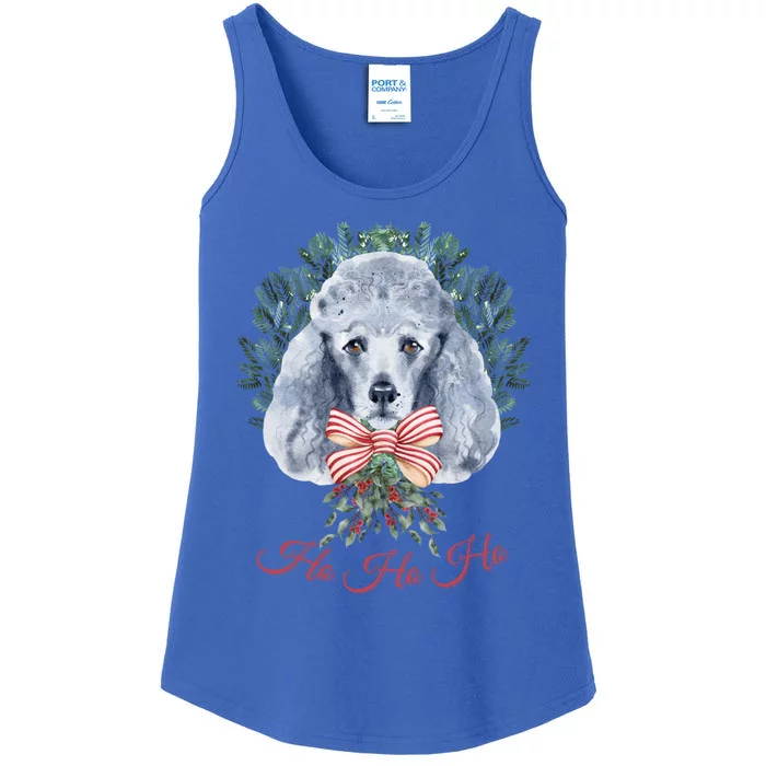 Ho Ho Ho Poodle Christmas Cute Gift Ladies Essential Tank