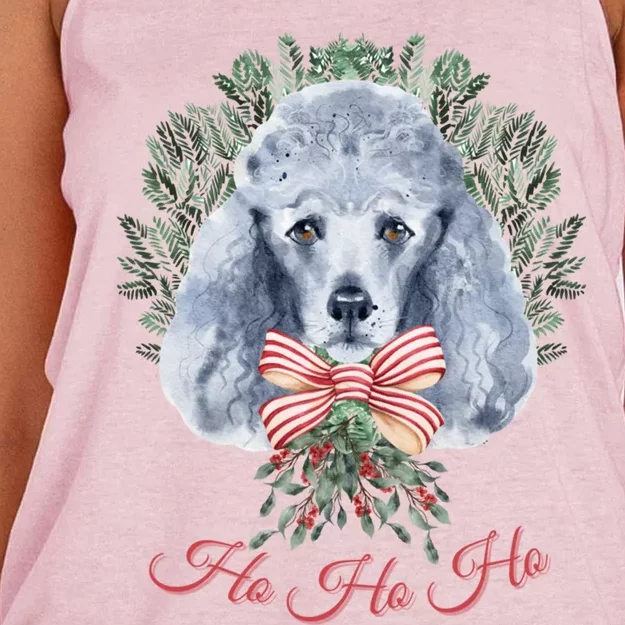 Ho Ho Ho Poodle Christmas Cute Gift Women's Knotted Racerback Tank