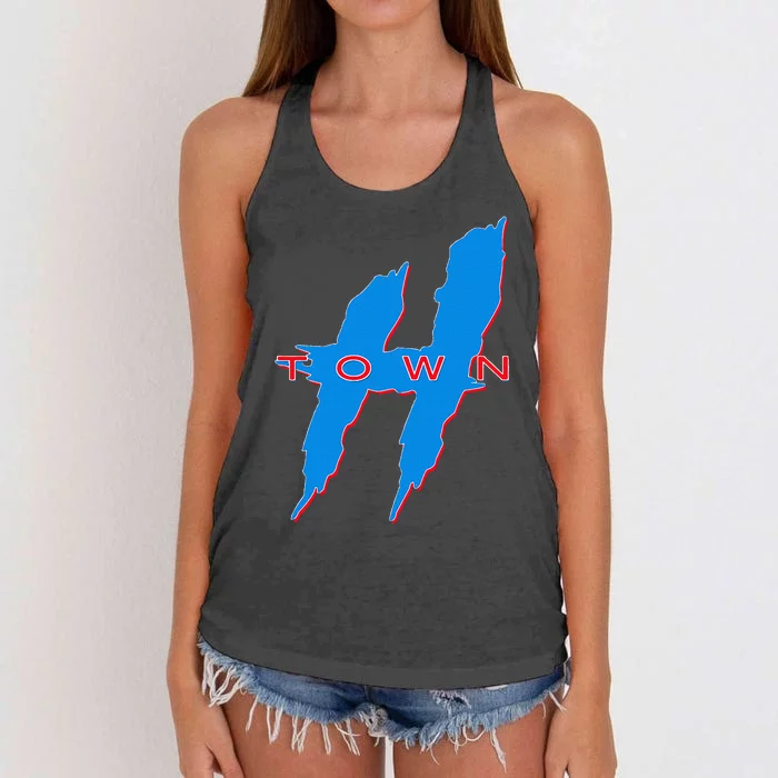 Houston  Htown Hustle Town The H Houston Texas 713 Women's Knotted Racerback Tank