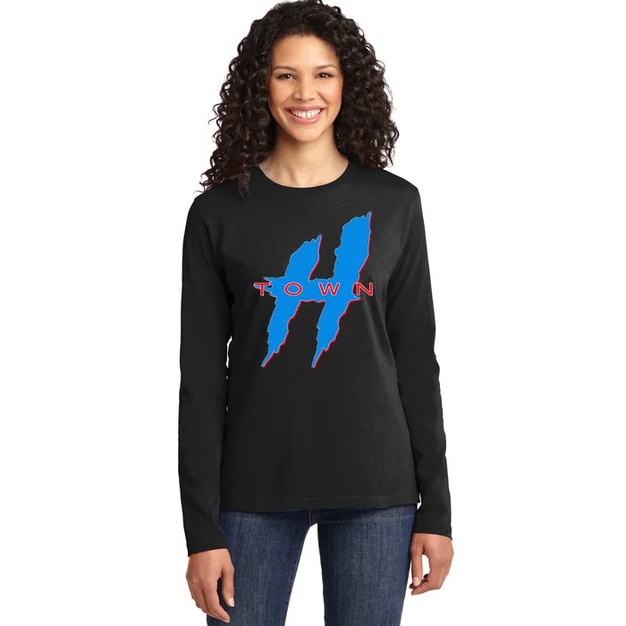 Houston  Htown Hustle Town The H Houston Texas 713 Ladies Long Sleeve Shirt