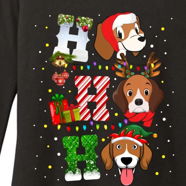 Ho Ho Ho Santa Beagle Christmas Funny Xmas Dog Lover Beagle Cool Gift Womens CVC Long Sleeve Shirt