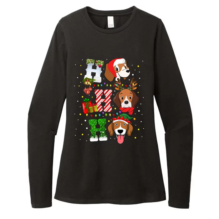 Ho Ho Ho Santa Beagle Christmas Funny Xmas Dog Lover Beagle Cool Gift Womens CVC Long Sleeve Shirt