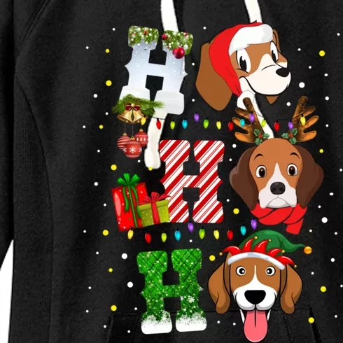 Ho Ho Ho Santa Beagle Christmas Funny Xmas Dog Lover Beagle Cool Gift Women's Fleece Hoodie