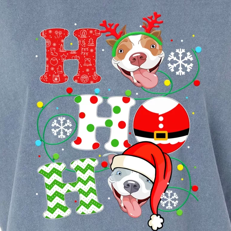 Ho Ho Ho Santa Claus Dogs Lovers Funny Pitbull Christmas Gift Garment-Dyed Women's Muscle Tee