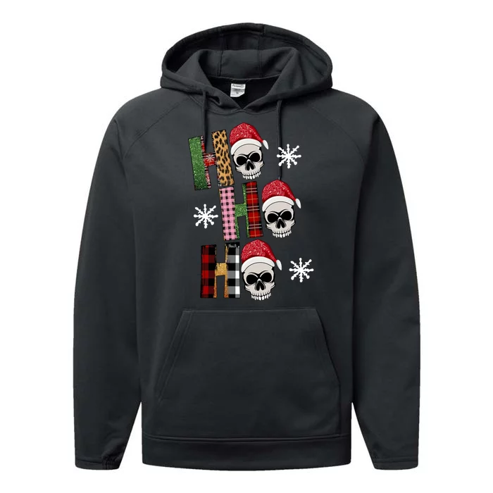 Ho Ho Ho Santa XMas Skulls Performance Fleece Hoodie