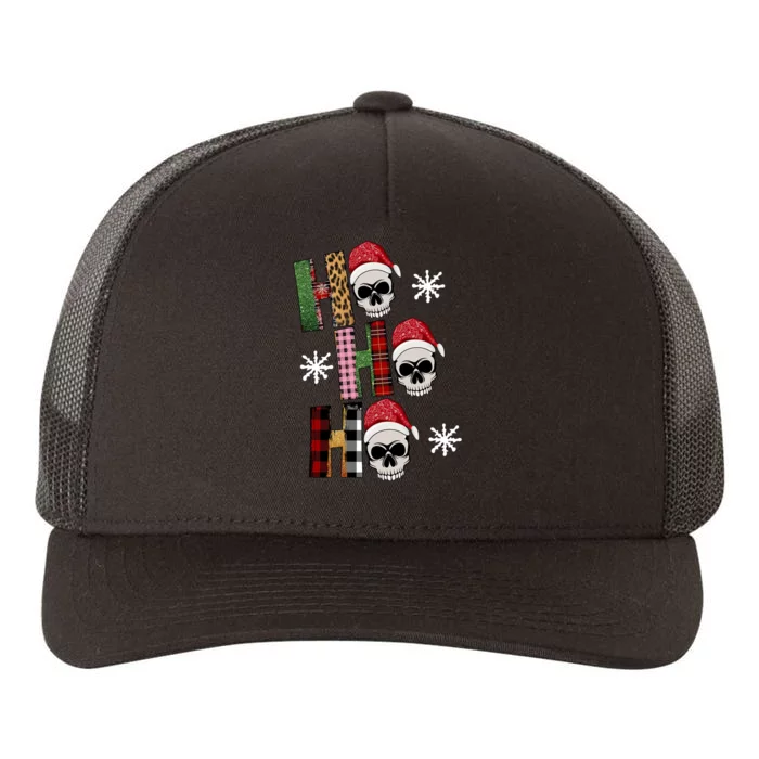 Ho Ho Ho Santa XMas Skulls Yupoong Adult 5-Panel Trucker Hat