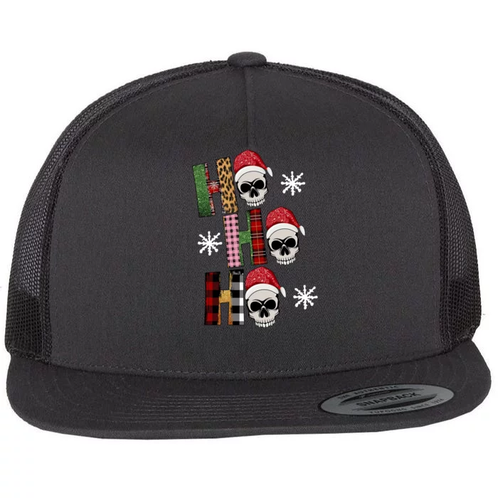 Ho Ho Ho Santa XMas Skulls Flat Bill Trucker Hat